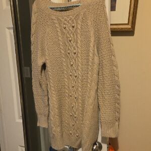 Olivia Sky Textured Knit Crew Neck Sweater in Cream